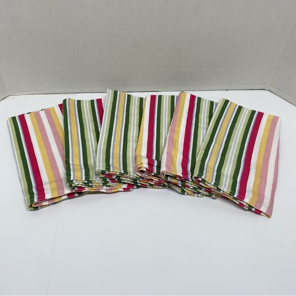 Lauren Ralph Lauren Set of 6 Cloth Napkins Striped Multicolored 19X20 Cotton - Picture 1 of 6